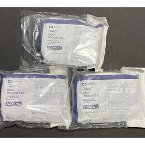 Lot of 3 Covidien Dover REF 6208 Urine Drainage 2000mL Bag SEALED